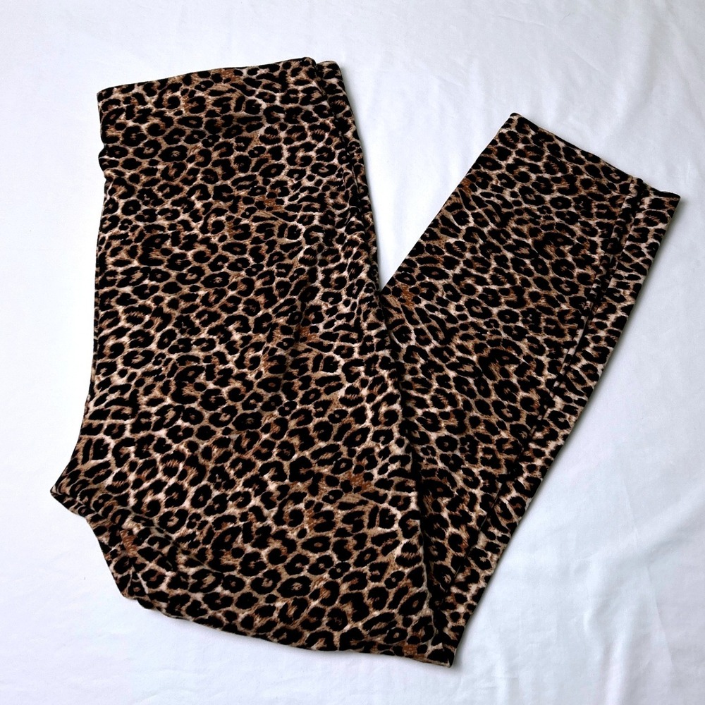 Legacy Womens Leopard Print Pull On Stretch Knit Leggings Size M Brown Cheetah
